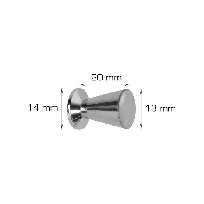 Knott trapez 13 mm matt krom - 2 stk.